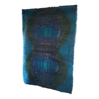 Finnish Blue Wool Kistika Tapestry Rug by Terttu Tomero, 1960s For Sale