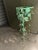 English 1970s Large Verdigris Wrought Iron Standing Planters With Decorative Dangling Rose and Leaf Motif, a Pair For Sale - Image 3 of 12