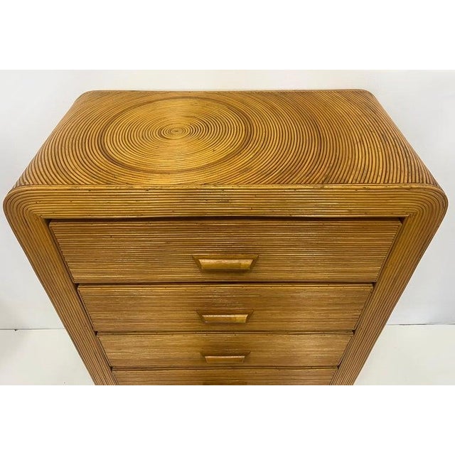 Vintage Coastal Pencil Reed Chest of Drawers, Gabriela Crespi Manner For Sale In Miami - Image 6 of 7