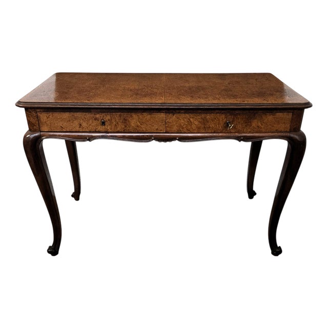 Italian Walnut Burl Desk, 1940s For Sale