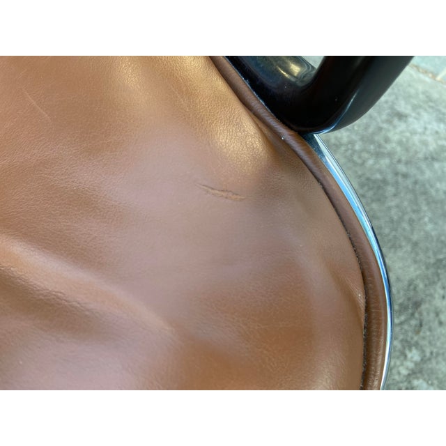 Vintage Charles Pollock for Knoll Brown Leather Desk Chair For Sale - Image 14 of 18