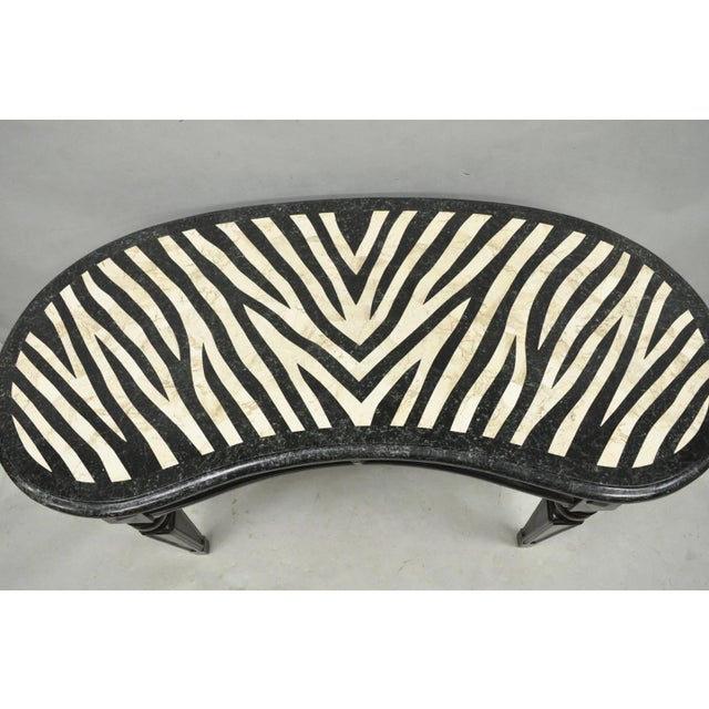 Seven Seas by Hooker Furniture Zebra Tessellated Stone Kidney Shaped Table Desk For Sale - Image 10 of 16