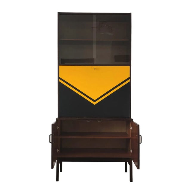 1970s Polish Secretaire with Manual Geomertic Motif, 1970, Set of 2 For Sale - Image 5 of 12