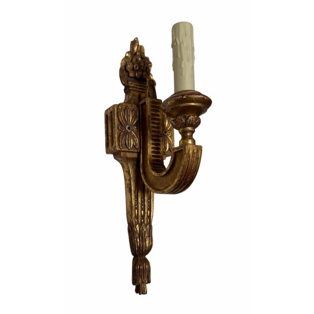 2000 - 2009 Regency Style Panache for Michael Taylor Giltwood Single Light Wall Sconce For Sale - Image 5 of 5