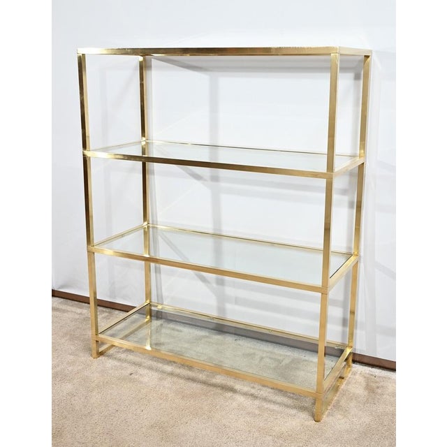 Brass and Glass Shelf in the style of Pierre Vandel, 1970s For Sale - Image 3 of 18