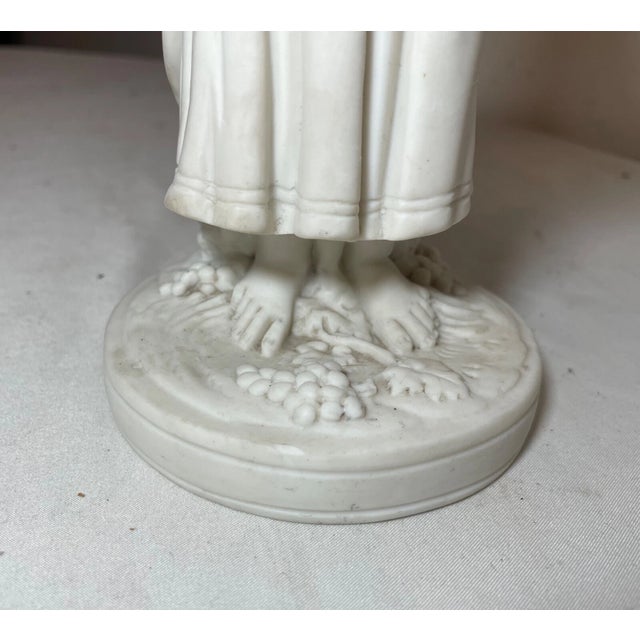 White Antique 19th Century Parian Porcelain Lady Grapes European Figural Statue Figure For Sale - Image 8 of 9
