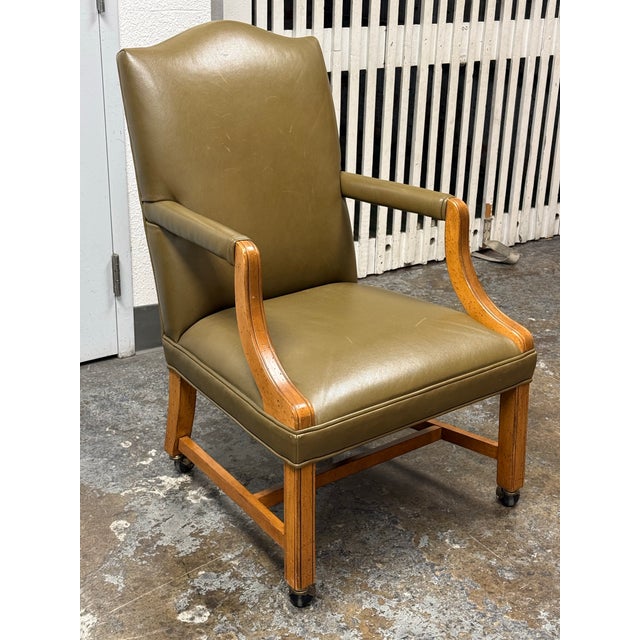 Traditional Ethan Allen Clarke Leather Office Chair For Sale - Image 3 of 12