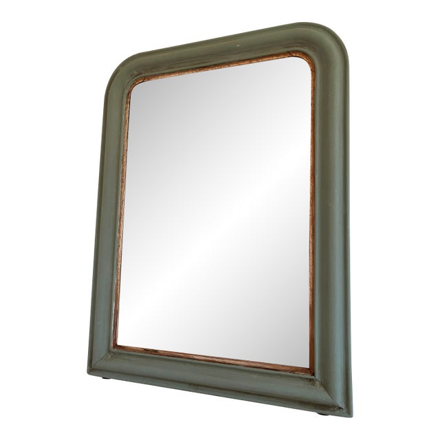 Large Antique French Louis Philippe Mirror – Green and Gold, Late 19th Century For Sale