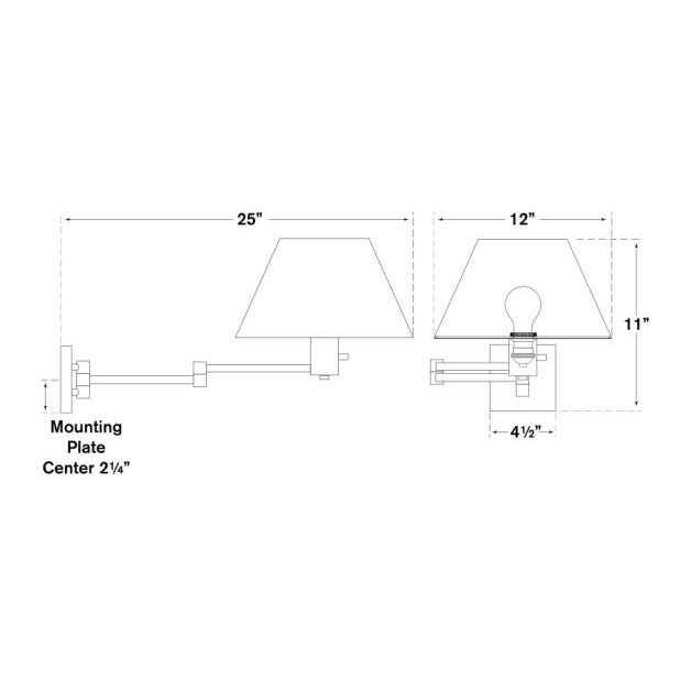 Transitional Visual Comfort Signature Classic Swing Arm Wall Lamp in Hand-Rubbed Antique Brass with Linen Shade For Sale - Image 3 of 3