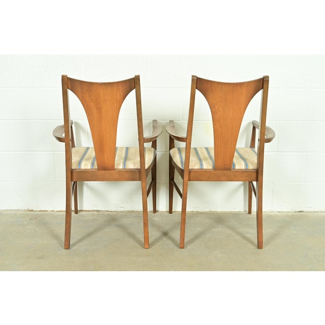 Broyhill Brasilia Mid-Century Modern Sculpted Walnut Dining Chairs, Set of Six For Sale - Image 12 of 13