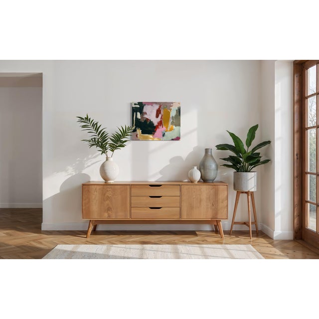 Title: In the City 24"h x 30"w acrylic on stretched canvas Signed on the front and back by the artist Comes with wire for...