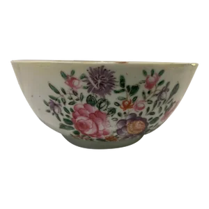 18th Ccentury Antique Chinese Export Qianlong Famille Rose Bowl- 1780 Old Sticker