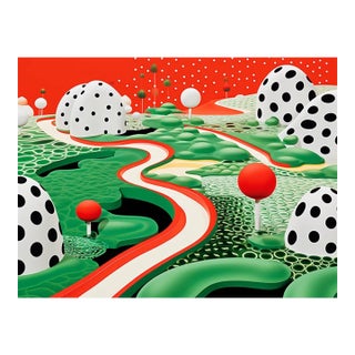 32" X 24" Contemporary 'Landscape' in the Style of Yayoi Kusama - Limited Edition Fine Art Print, Unframed For Sale