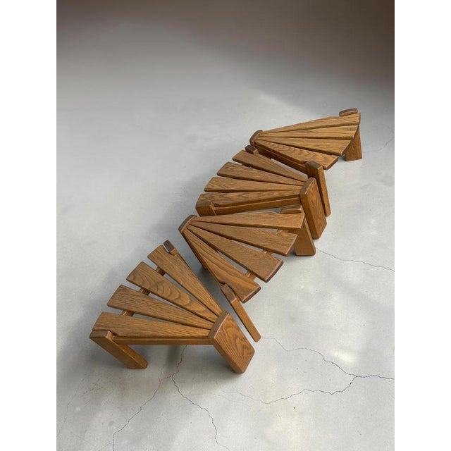 Vintage Brutalist Oak Side Tables by Radboud Dittmann for Dittmann & Co., Netherlands, 1970s, Set of 4 For Sale - Image 6 of 17