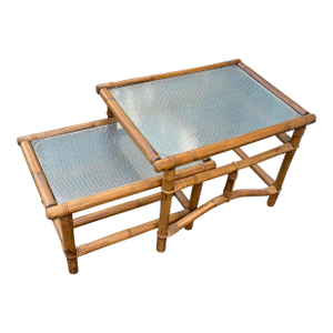 Ficks Reed Palm Beach Regency Nesting Glass Tables