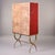 Tall Italian Mid Century Red Glass and Brass Bar Cabinet For Sale - Image 10 of 12