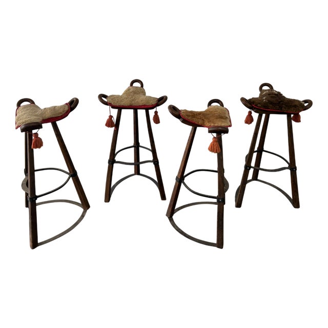 Vintage Brutalist Marbella Stools by Sergio Rodrigues, 1970s, Set of 4 For Sale