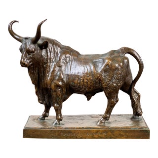 Jean-Baptiste Clesinger “Taureau Romain” Bronze Sculpture, Barbedienne Foundry, Rome 1858 For Sale