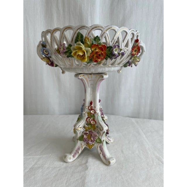 Dresden Porcelain Antique Dresden Porcelain Compote For Sale - Image 4 of 9