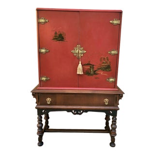 Final Markdown -Chinoiserie Bar or Wine Cabinet For Sale