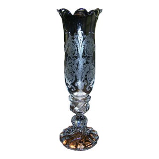 1960's French Traditional Classic Signed Baccarat France Crystal Table Lamp/ Candle Holder Bambou Swirl For Sale