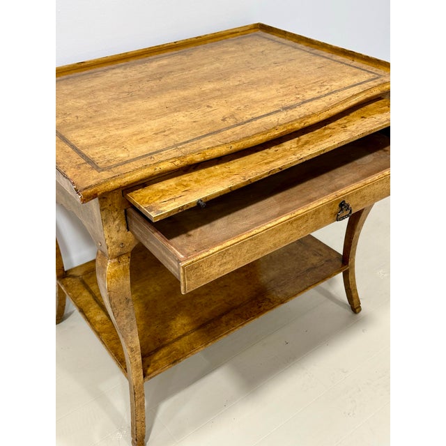 Minton-Spidell Regency Style Faux Burl Console Table With Pull-Out Shelf, Drawer & Lower Tier For Sale In West Palm - Image 6 of 12