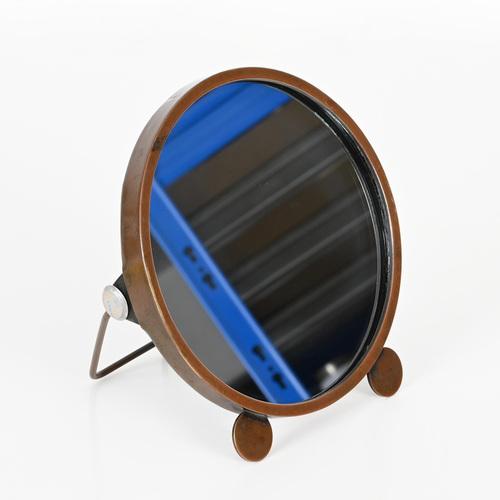 Italian Art Deco Adjustable Copper Table Mirror, Italy, 1930s For Sale - Image 3 of 18