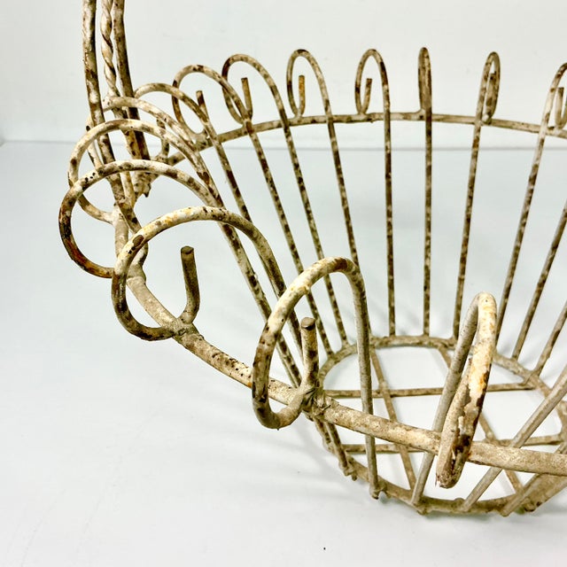 1950s Vintage French Art Nouveau Boho Chic Small Wire Jardiniere Basket Planter. For Sale - Image 6 of 12