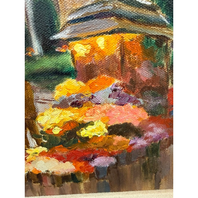 Paint Lorain San Francisco Flower Market Oil Painting, Signed For Sale - Image 7 of 12