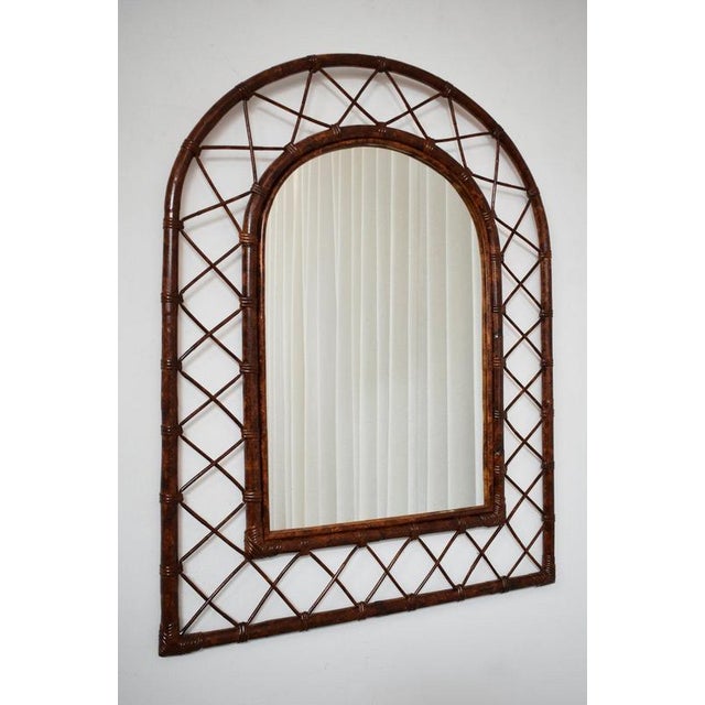 Arched Rattan Mirror, 1970s For Sale - Image 3 of 6