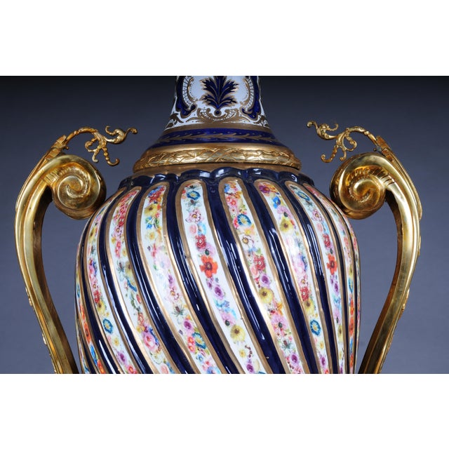 Gold French Sevrés Floor Vases with Gilt Bronze, Set of 2 For Sale - Image 8 of 18