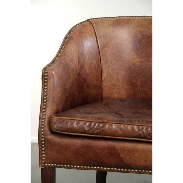 Desk Chair In Cognac-colored Cowhide Leather For Sale - Image 9 of 12