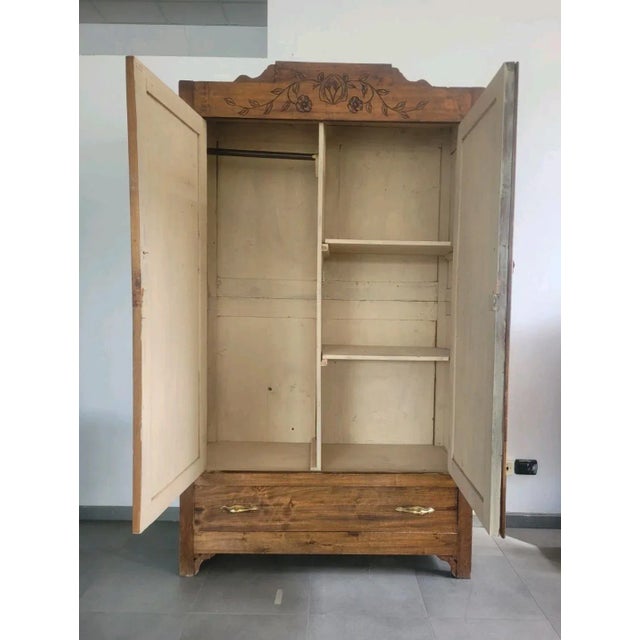 Art Nouveau Wooden 2-Door Wardrobe, 1920s For Sale - Image 12 of 15