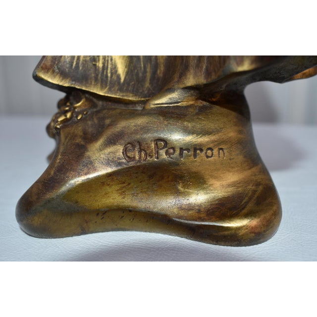 Vintage Metal Pair of Art Nouveau Woman Figures in a Bronze Finish For Sale - Image 12 of 13