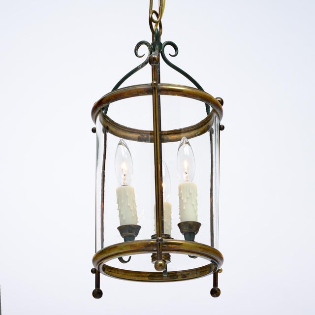 1930s Brass and Glass, French Vintage Lantern, Circa 1930 For Sale - Image 5 of 9