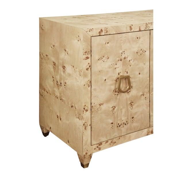 Matthew Izzo Home Mulligan Light Burlwood Four Door Buffet With Satin Brass Hardware For Sale In New York - Image 6 of 7