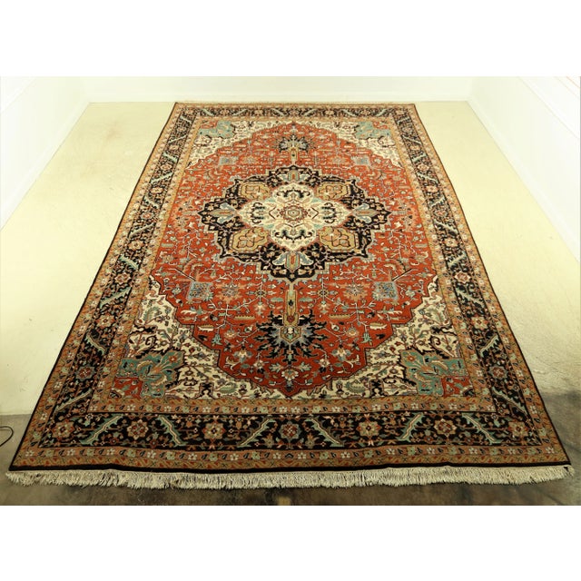 Vintage Heriz Pattern Approx: 12 X 19 Large 100% Wool Rug For Sale - Image 11 of 11