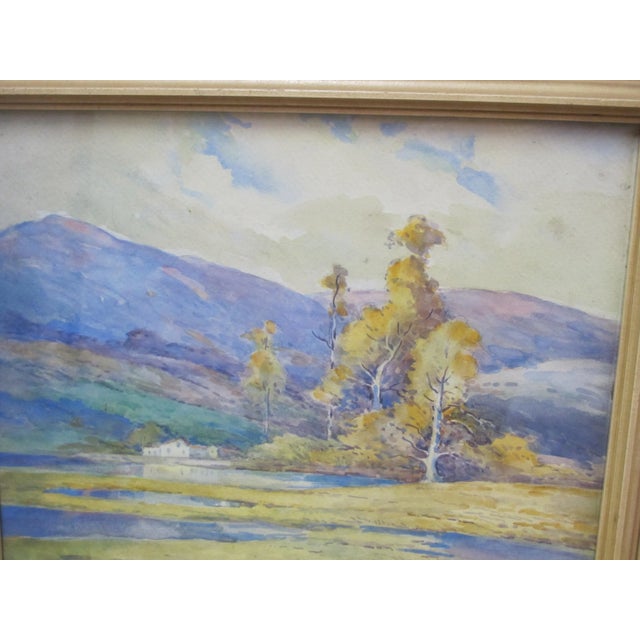 Farmhouse Alfred Hermann Schroff Oregon Autumn Mountain Landscape Watercolor Painting For Sale - Image 3 of 6