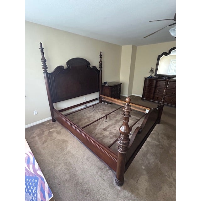 Mediterranean Attributed Thomasville Hills of Tuscany King Lucca Poster Bed Frame For Sale - Image 3 of 6
