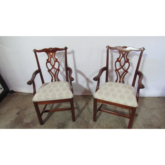 1980s Solid Mahogany Set Chippendale Dining Room Chairs For Sale - Image 9 of 15