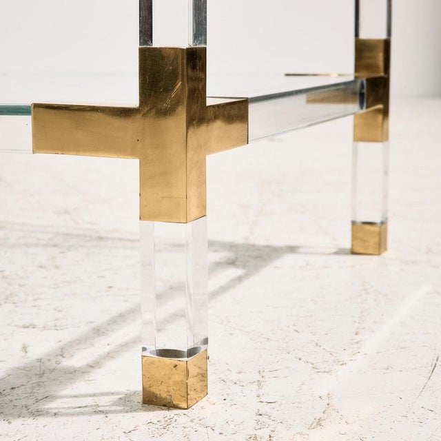 Copper Brass and Acrylic Glass Console Table from Fabian, 1970s For Sale - Image 8 of 18