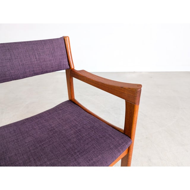 Wood Vintage Danish Teak Purple Armchair For Sale - Image 7 of 10