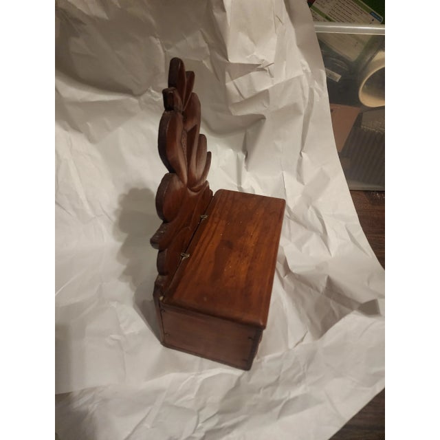 Vintage Carved Wood Primitive Salt Box For Sale - Image 12 of 14