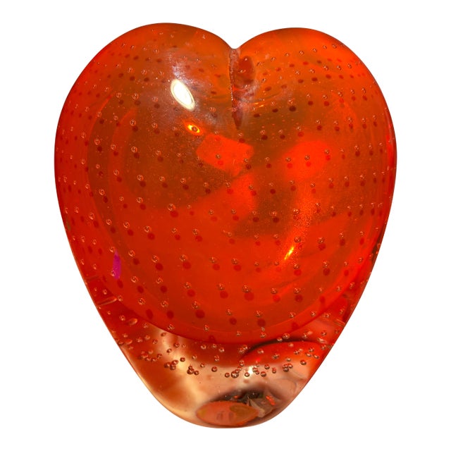 Murano Red & Clear Bulacante Heart Vase For Sale
