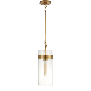 Ian K. Fowler for Visual Comfort Signature Presidio Small Pendant in Hand-Rubbed Antique Brass with Clear Glass