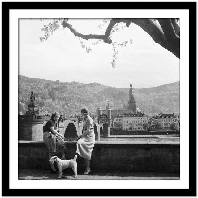 Women, Dog at Neckar Heiliggeist Church Heidelberg, Germany 1936, Printed 2021 For Sale - Image 4 of 5