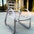 1990s Vintage Atomic Age Wide Vinyl Strapped Aluminum Framed Dining Armchairs - Set of 4 For Sale - Image 5 of 13