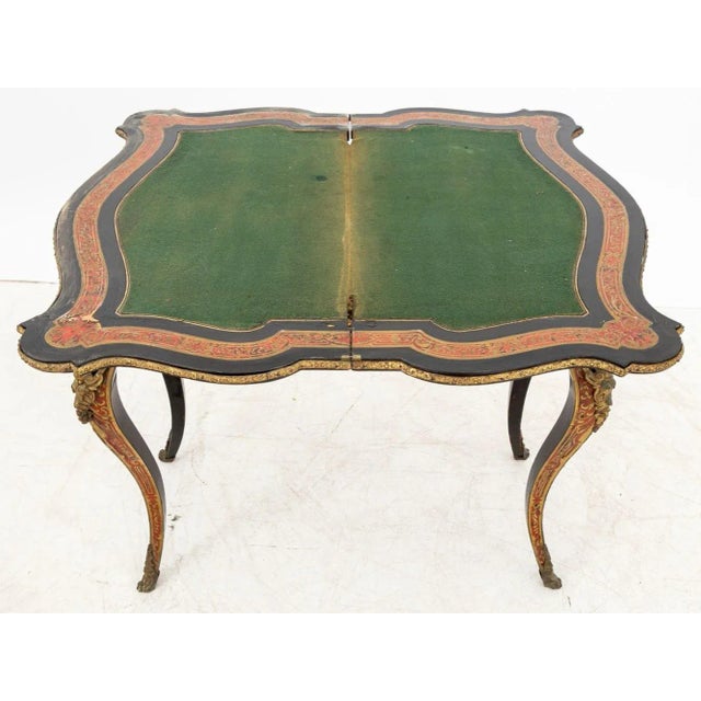Brass Louis XV Style Boulle Card Table For Sale - Image 8 of 11