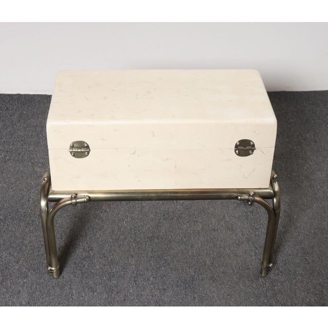 Vintage Karl Springer-Style Parchment Wrapped Trunk / Box on Nickel Plated Base For Sale - Image 9 of 18