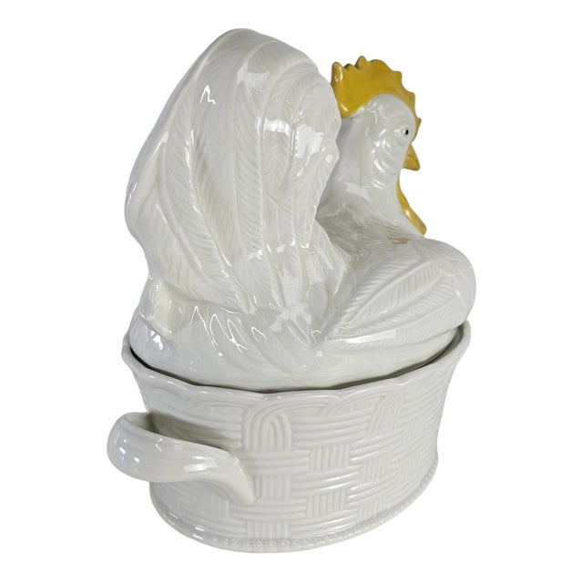 Ceramic Carbone Chicken Rooster Large Casserole Dish Lid Farmhouse Decor 14.5 in 96 Oz For Sale - Image 7 of 10